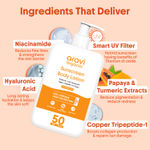 Buy Aravi Organic Oil-Free SPF 50 Sunscreen Body Lotion | Lightweight, No White Cast | PA+++ UVA-UVB Protection | Enriched with Niacinamide & Vitamin E | Hydrating & Skin Repair | For All Skin Types – 200 ml - Purplle
