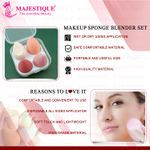 Buy Majestique Professional Makeup Sponges Blender Set, Beauty Blender with Egg Case - 4Pcs Multicolor & Shade May Vary - Purplle