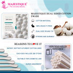 Buy Majestique Cotton Swabs, Natural Paper Cotton Buds, Gentle on Face, Ear Cleaning, Makeup, and Beauty Applicator - 200 Stick / Pack 1 - Purplle