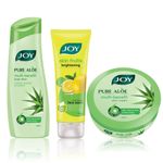 Buy Joy Pure Aloe Multi Benefit Body Lotion 300ml + Pure Aloe Multi Benefit Skin Cream 200ml + Skin Fruits Active Brightening Lemon Face Wash 100ml  (3 Items in the set) - Purplle