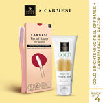 Buy Good Vibes x Carmesi (Good Vibes Gold Brightening Peel Off Mask (30 gm) x Carmesi Facial Razor for Women (Pack of 3) - For Instant & Painless Hair Removal Combo) - Purplle
