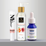 Buy Good Vibes x Dermdoc x NY Bae Easy Glow (Good Vibes Ubtan De Tan Glow Face Wash (120 ml) + NY Bae PRO Strobe Cream Pink Topaz (12 gm) + DermDoc 2% Salicylic Acid Face Serum (15 ml)) - Purplle