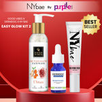 Buy Good Vibes x Dermdoc x NY Bae Easy Glow (Good Vibes Ubtan De Tan Glow Face Wash (120 ml) + NY Bae PRO Strobe Cream Pink Topaz (12 gm) + DermDoc 2% Salicylic Acid Face Serum (15 ml)) - Purplle