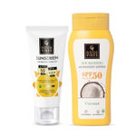 Buy Good Vibes Face & Body Sunscreen Combo | Wide Spectrum SPF50 | Coconut Sunscreen Lotion SPF50. - Purplle