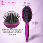 Buy Majestique Hair Straightener Brush | Bio-Friendly Detangling Hair Brush | Nylon Round-Tip Bristles Hair Comb | Comfortable and Styling - Purple 1 Pc - Purplle