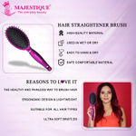 Buy Majestique Hair Straightener Brush | Bio-Friendly Detangling Hair Brush | Nylon Round-Tip Bristles Hair Comb | Comfortable and Styling - Purple 1 Pc - Purplle
