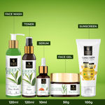 Buy Good Vibes Skincare Regime For Acne Prone (Green Tea Face Wash 120 ml, Green Tea Toner 120 ml, Tea Tree & Papaya Face Serum 10 ml, Tea Tree Oil Control Light Gel Creme 50 g, Sunscreen with SPF 30 - 100 gm) - Purplle