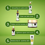 Buy Good Vibes Skincare Regime For Acne Prone (Green Tea Face Wash 120 ml, Green Tea Toner 120 ml, Tea Tree & Papaya Face Serum 10 ml, Tea Tree Oil Control Light Gel Creme 50 g, Sunscreen with SPF 30 - 100 gm) - Purplle