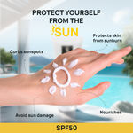 Buy Good Vibes Wide Spectrum Protection Sunscreen with SPF 50 | With Aloe Vera, Cucumber, Green Tea & Jojoba | Non-Greasy, For All Skin Types | 50 g - Purplle