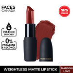 Buy FACES CANADA Weightless Matte Lipstick - Maroon Love 06, 4.5 gm | High Pigment | Smooth One Stroke Glide | Moisturizes & Hydrates Lips | Vitamin E, Jojoba & Almond Oil - Purplle