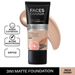 Buy Faces Canada All Day Hydra Matte Foundation I 3 in 1 Matte Foundation + Moisturizer + SPF 30I 24 HR Aloe Hydration & Vitamin C I Rich Ivory 013 25 ml - Purplle