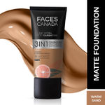Buy FACES CANADA All Day Hydra Matte Foundation | 3-in-1 Foundation + Moisturizer + SPF30 | 10HR Long Wear | Buildable Coverage | Warm Sand, 25 ml - Purplle