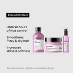 Buy L'Oreal Professionnel Serie Expert Liss Unlimited Shampoo + With Combo of Liss Unlimited Mask+ Liss Unlimited Blow Dry Serum (250ml +250gm+125ml) - Purplle