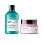 Buy L'Oreal Professionnel Scalp Advanced Anti-Dandruff Dermo-Clarifier Shampoo + Combo of Serie Expert Liss Unlimited Mask (300 ml + 250 gm) - Purplle