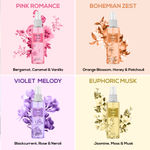 Buy RENEE Body Mist Pack of 4, Combo of Bohemian Zest Body Mist,Euphoric Musk Body Mist, Pink Romance & Violet Melody Body Mist 20 Ml Each - Purplle