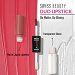 Buy Swiss Beauty Duo Lipstick Matte Finish & Smudge-Proof Liquid Lipstick with Transparent Lip-gloss | Transfer -Proof and Long lasting 2- Poison Pink - Purplle