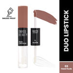 Buy Swiss Beauty Duo Lipstick Matte Finish & Smudge-Proof Liquid Lipstick with Transparent Lip-gloss | Transfer -Proof and Long lasting 3- Hazel Nude - 10 ml - Purplle