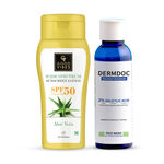 Buy Good Vibes x DERMDOC Cleanse & Sun-Protect Duo | 2% Salicylic Acid Face Wash (120 ml) + Aloe Vera Wide Spectrum Sunscreen Lotion SPF 50 (120ml) - Purplle