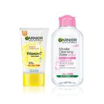 Buy Garnier Micellar Water & Vitamin C Face Wash Kit 1 ( Micellar Water (125ml) + Vitamin C Face Wash (150g)) - Purplle