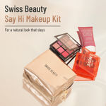 Buy Swiss Beauty Say Hi Makeup Kit | Eyeshadow Palette with Matte, Shimmer and Metallic Shade | On The Move Lip Palette with Matte Finish | BB Foundation with Sheer Coverage and Golden Pouch | Long-Lasting | All Skin Types Combo of 4 - Purplle
