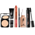 Buy NY Bae Makeup Essentials Kit - Medium Skin |Black Kajal | Volumising Mascara | 5 in 1 Lipstick | Brightening Primer | Compact | Serum Foundation - Warm Cashew - Purplle