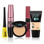 Buy Maybelline NewYork Party Diva Essentials 1 | Fit Me Compact 128(6g) | Fit Me Liquid Foundation Tube 128(18ml) | Hypercurl Mascara Waterproof Very Black (9.2 g)| Colossal Bold Eyeliner Black(3g) | Sensational Liquid Lipstick Touch Of Spice (7 ml) - Purplle