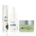 Buy Plum Green Tea Night Care Kit (Serum 15 ml + Moisturiser 50 ml + Night Gel 50 ml) - Purplle