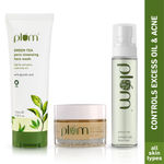 Buy Plum Green Tea Face Care Kit (Face Wash 100 ml + Face Mask 60gm + Hydrating Face Mist 100 ml) - Purplle