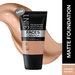 Buy FACES CANADA All Day Hydra Matte Foundation - Mini | 3-in-1 Foundation + Moisturizer + SPF 30 | 24 HR Aloe Hydration & Vitamin C | 10HR Long Wear | Medium to High Buildable Coverage | Caramel Natural | 18 ml - Purplle