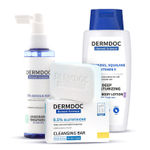 Buy DERMDOC by Purplle Body Brightening Combo Kit with 5% Glycolic Acid Under Arm Treatment (100 ml) | 0.5% Glutathione Cleansing Bar (75 gm) | Ceramides Squalane & Vitamin E Deep Moisturising Creme Body Lotion (200 ml) - Purplle