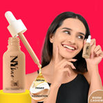 Buy NY Bae Dewy Glow Trio | Dewy Setting Spray (60 ml) | Warm Cashew Serum Foundation - 03 (30 ml) | Banana Loose Powder (5.8 gm) | Glowing Skin | Lasting Makeup | Matte Base - Purplle