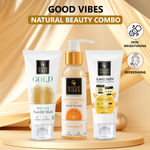 Buy Good Vibes Natural Beauty Combo | Anti Blemish Vitamin C Face Wash (120 ml) | Wide Spectrum Protection Sunscreen with SPF 50 (50 gm) | Gold Peel Off Mask (50 gm) | Radiant Skin | Gold Glow | Sun protection - Purplle