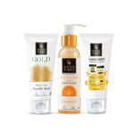 Buy Good Vibes Natural Beauty Combo | Anti Blemish Vitamin C Face Wash (120 ml) | Wide Spectrum Protection Sunscreen with SPF 50 (50 gm) | Gold Peel Off Mask (50 gm) | Radiant Skin | Gold Glow | Sun protection - Purplle