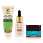 Buy Pilgrim Squalane CSM Combo : Tea Tree Face Wash (100 ml) + 24K Gold Serum (30ml) +Oil-free Gel Moisturiser (50gm) - Purplle