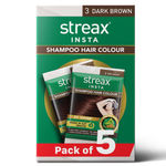 Buy Streax Insta Shampoo Hair Colour for Women and Men, Dark Brown - Pack of 5 - Purplle