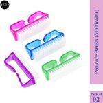 Buy MeSkin Nail Brush Set: Ergonomic Grip for Effortless Fingernail and Pedicure Cleaning - Toes Cleaning Tool (Assorted Color, Pack of 2) - Purplle