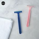 Buy Meskin Twin Blade Unisex Body Razor with Anti-Slip Grip Pack of 5 Pink - Purplle