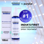 Buy DERMDOC by Purplle 5% Glycolic Acid Under Arm Treatment (100 ml) | whitening underarms, darkened underarms, underarm lightening treatment, dark underarm spray, glycolic acid for skin lightening | hyperpigmentation under arms - Purplle