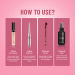 Buy Swiss Beauty Shine and Define Makeup Kit | Eyebrow Pencil (Dark Brown), Eyeliner (Black), Concealer (Sand Sable), Makeup Fixer 70 ml, Denim Pouch - Purplle