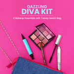 Buy Swiss Beauty Dazzling Diva Kit | Eyebrow Pencil (Dark Brown), Duo Eyeliner and Stamp (Black), Mascara(Black), Eyeshadow Pallete (Multi 02), Denim Pouch 70 ml - Purplle