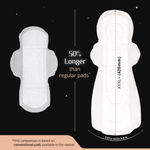Buy Carmesi Air Feel Thick Night Sanitary Pads | 8 XXXL+ Extra-Long Pads With Wide Back | Super-Soft & Cushiony | All-Night Stain Protection | No Leaks | Airy & Sweat-Free | Non-Toxic (8 Pads) - Purplle