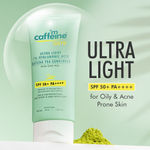 Buy mCaffeine Sun Fix Ultra Light 1% Hyaluronic Acid Matcha Tea Sunscreen SPF 50+ & PA++++ UV & Blue Light Protection, No White Cast, Soothes Acne - 50ml - Purplle