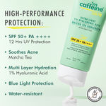 Buy mCaffeine Sun Fix Ultra Light 1% Hyaluronic Acid Matcha Tea Sunscreen SPF 50+ & PA++++ UV & Blue Light Protection, No White Cast, Soothes Acne - 50ml - Purplle