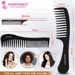 Buy Majestique Professional Wide Comb, Tail Comb, Dresser Hair Comb for All Hair Types & Styles - 3Pcs/Black - Purplle