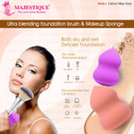 Buy Majestique Professional Powder Brush with Dual-Use Beauty Blender Sponge for Blending Liquid, Cream and Flawless - 2Pcs/Multicolor - Purplle