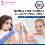 Buy Majestique Silicone Bath Belt with Dispenser Bath Brush, Easy to a Clean, Bathing Loofah - Color May Vary 2 Pcs - Purplle
