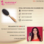 Buy Majestique Oval Detangler Hair Brush | Anti-Static Nylon Bristles | Paddle Brush for All Hair Types - 1Pc/Golden - Purplle