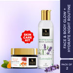 Buy Good Vibes Face & Body Glow + Hyderate Night Routine | Ubtan De-Tan Night Cream 50g | Lavender Softening Body Lotion 200ml - Combo of 2 - Purplle