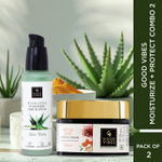 Buy Good Vibes Moisturize + Protect Combo2 | Ubtan De-tan Glow Light Day Cream 50g | Aloe Vera Hyderating Sunscreen Serum SPF30 45ml - Combo of 2 - Purplle