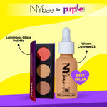 Buy NY Bae x Purplle Face Makeup PREP combo 1 | NY Bae 3 in 1 Serum Foundation with Primer - Warm Cashew 03 (30 ml) | Purplle Luminous Glaze Ultra Complete Face Palette (12 gm) Combo of 2 - Purplle